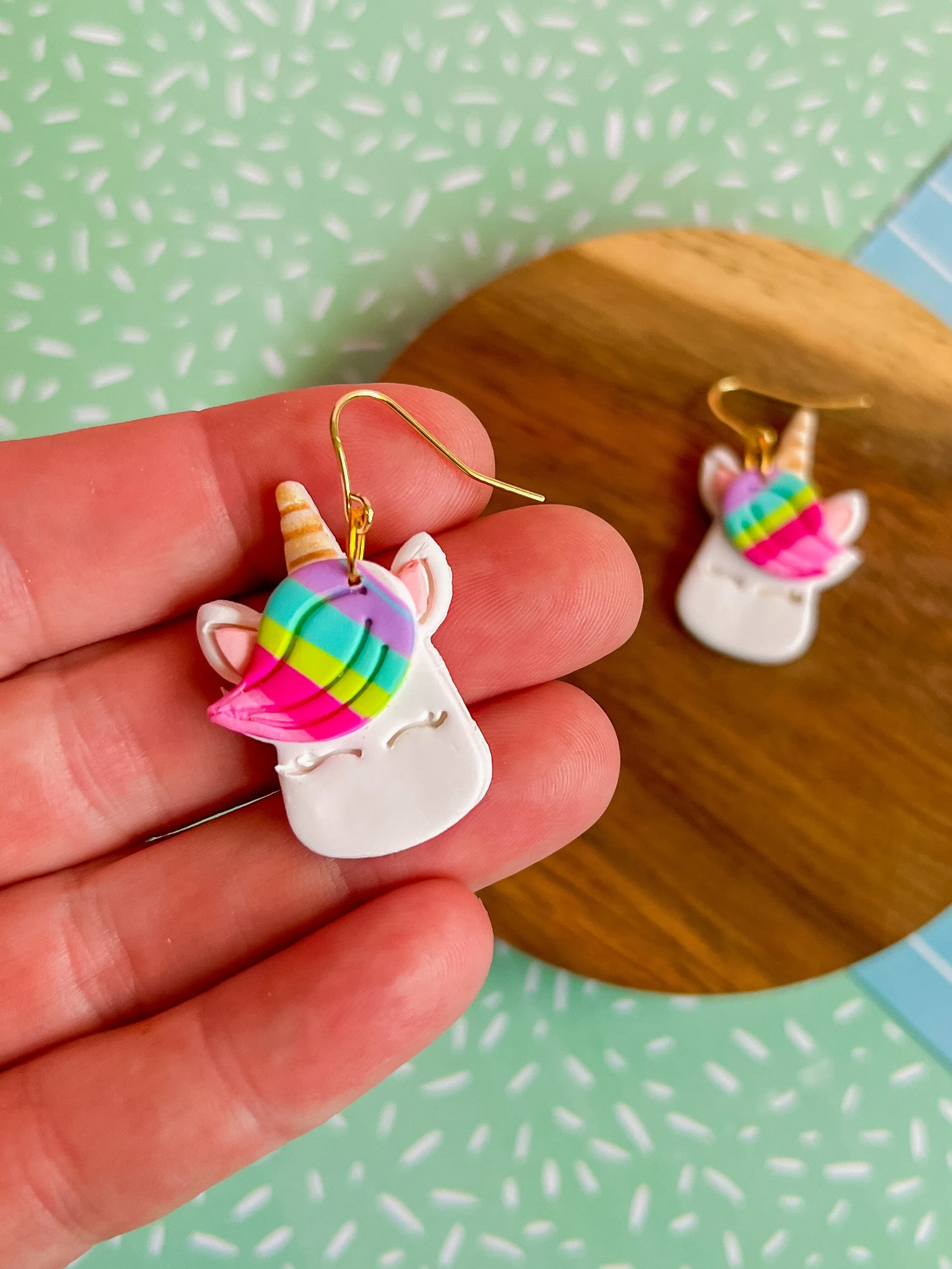 Uma the Unicorn Earrings | Clay Earrings