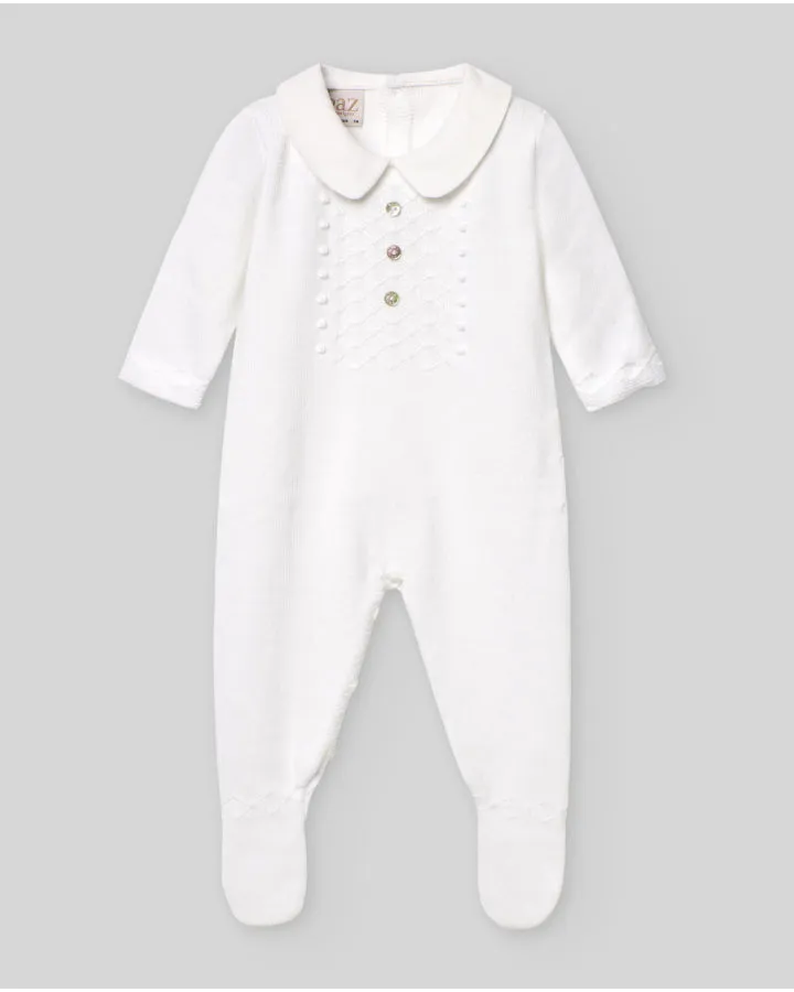 Vento White Knit Footie