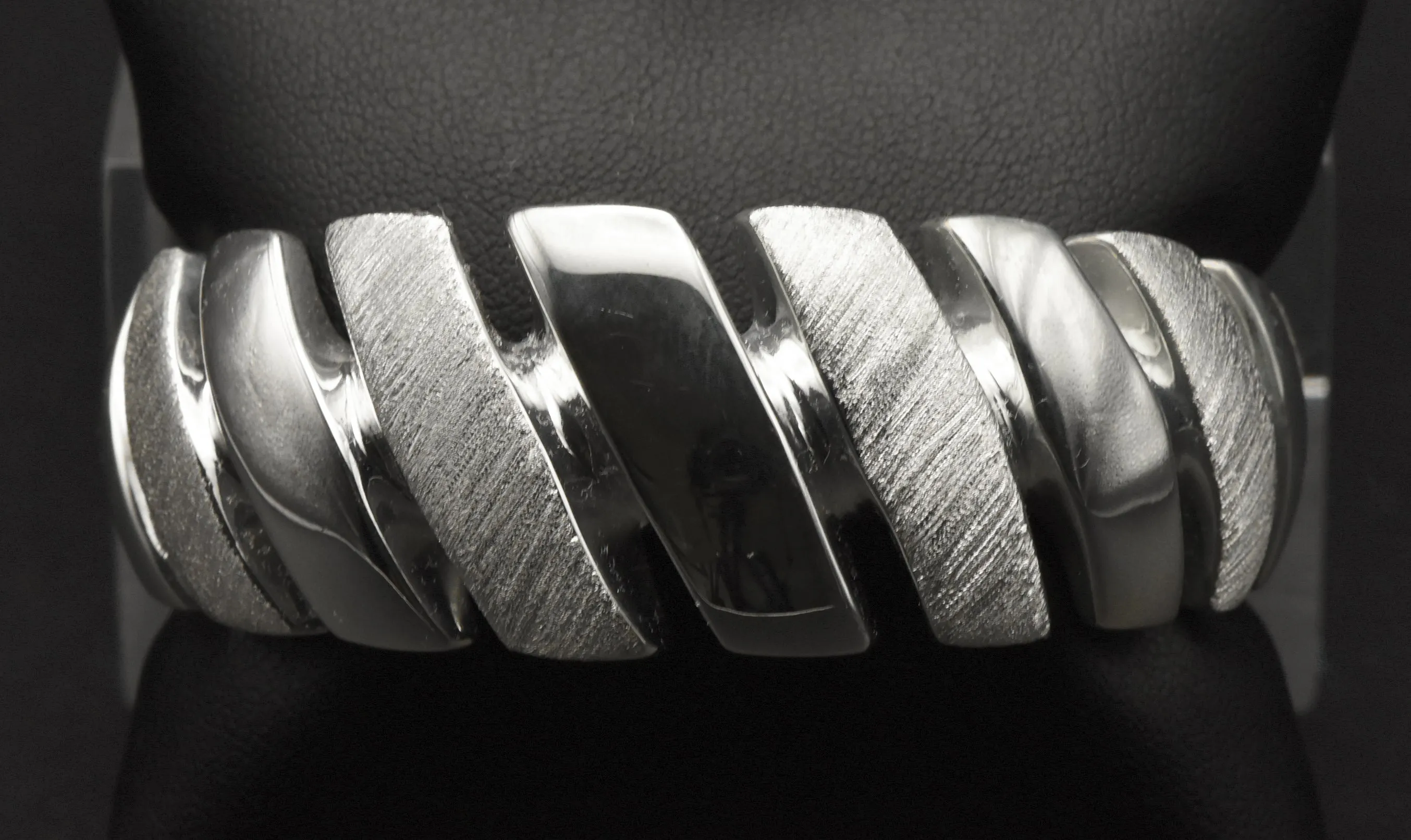 Vintage Wide Cuff Italian Sterling Silver Unique Design Bracelet